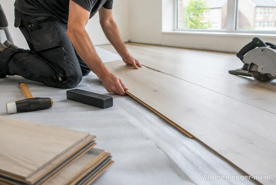 Laminaat wordt gelegd op een ondervloer